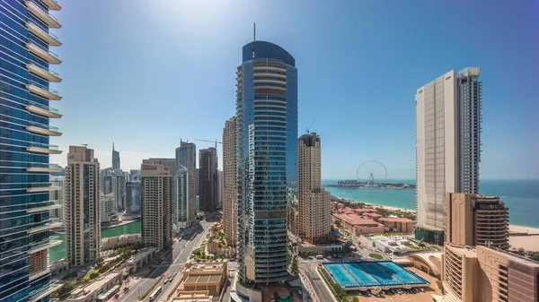 Vista Panorámica Zona Dubai Marina Jbr Del Famoso Timelapse Aéreo —  Fotos de Stock
