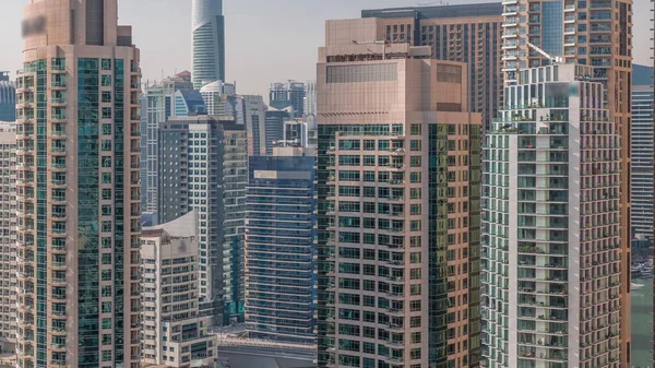 Dubai Marina Skyline Arka Planında Jlt Gökdelenleri Var Yukarıdan Cam — Stok fotoğraf