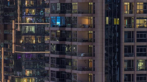 Windows Apartment Buildings Night Timelapse Light Windows Houses Evening Landscape — Stock Photo, Image