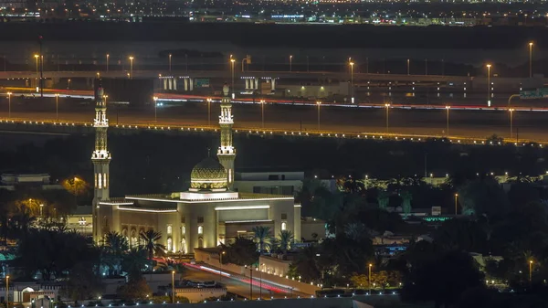 Luftaufnahme Der Moschee Und Des Viertels Deira Auf Einem Hintergrund — Stockfoto