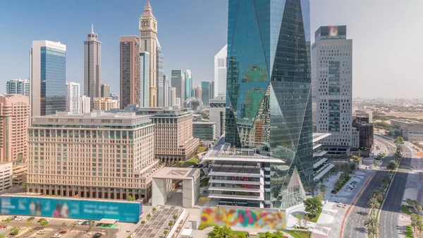 Dubai International Financial District Timelapse Aerea Durante Tutto Giorno Con — Foto Stock