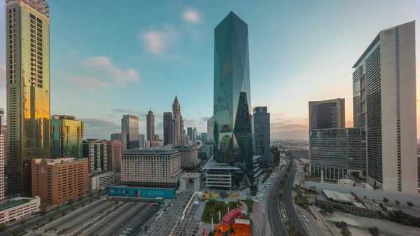 Международный Финансовый Район Дубая После Восхода Солнца Удивительный Вид Бизнес — стоковое фото