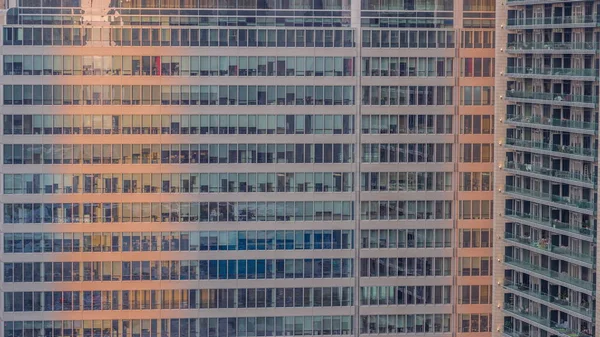 Windows Office Buildings Day Night Transition Timelapse Light Windows Skyscrapers — Stock Photo, Image