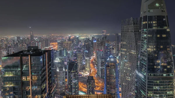 Skyline Panoramablick Auf Den Jachthafen Von Dubai Mit Einem Kanal — Stockfoto