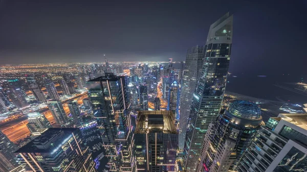 Skyline Panoramablick Auf Dubai Marina Mit Kanal Umgeben Von Beleuchteten — Stockfoto