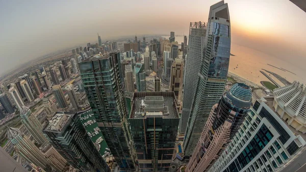 Skyline Panorama Dubai Marina Showing Canal Surrounded Illuminated Skyscrapers Shoreline — Stock Photo, Image