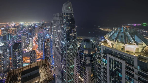 Panorama Mostrando Distrito Jbr Dubai Marina Con Jlt Tráfico Carretera — Foto de Stock