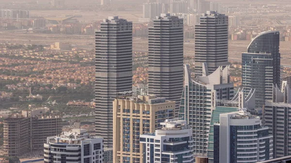 Jumeirah Lakes Towers District Many Skyscrapers Sheikh Zayed Road Aerial — Stock Photo, Image