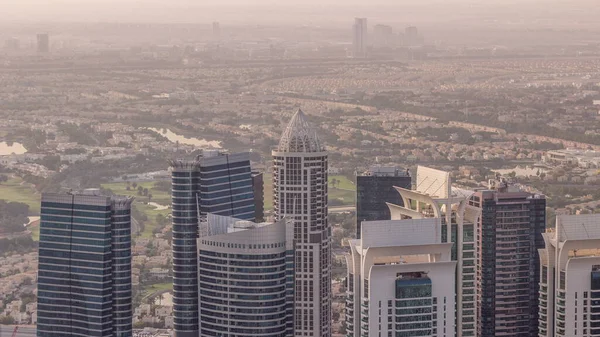 Jumeirah Lakes Towers District Many Skyscrapers Sheikh Zayed Road Aerial — Stock Photo, Image