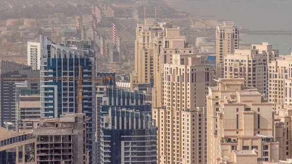 Aerial View Jbr Dubai Marina Skyscrapers Luxury Buildings Timelapse Modern — Stock Photo, Image