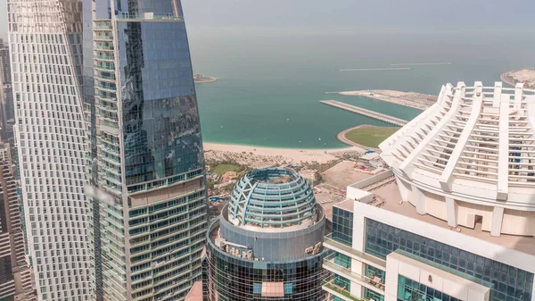 Vista Aerea Grattacieli Jbr Dubai Marina Edifici Lusso Timelapse Dall — Foto Stock