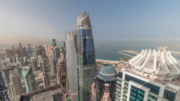 Vista Aérea Arranha Céus Jbr Dubai Marina Edifícios Luxo Panorâmica — Fotografia de Stock