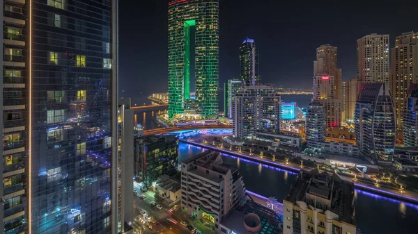 Panorama Que Muestra Los Rascacielos Dubai Marina Distrito Jbr Con —  Fotos de Stock