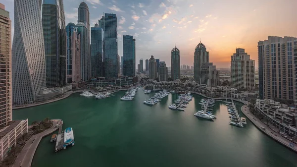 Lever Soleil Sur Les Hauts Gratte Ciel Yachts Marina Dubaï — Photo