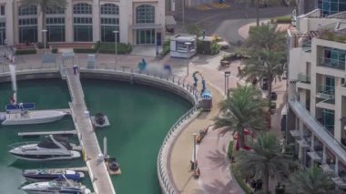 Dubai Marina 'da palmiyelerle rıhtım gezintisi..