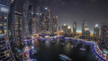 Dubai marinası, limandaki en uzun gökdelenler ve yatlar..