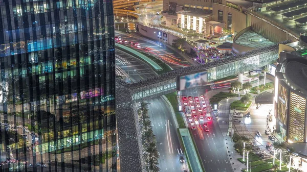 Вид Транспорт Оживленной Дороге Центре Дубая Движение Перекрестке Возле Большого — стоковое фото