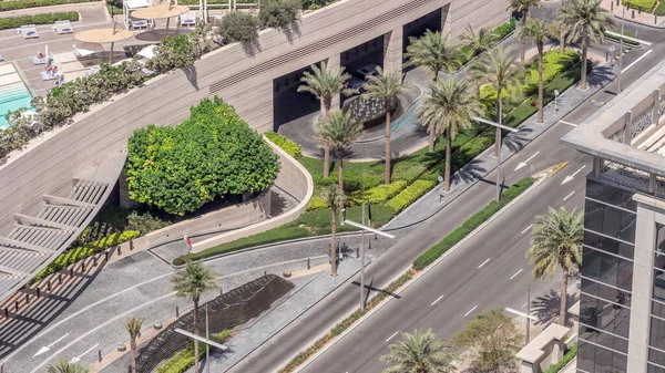 Overhead View Transport Busy Road Dubai Downtown Aerial Timelapse Traffic — Fotografia de Stock