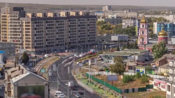 Traffic on the streets of the city aerial timelapse in Kharkov, Ukraine — Stock Video