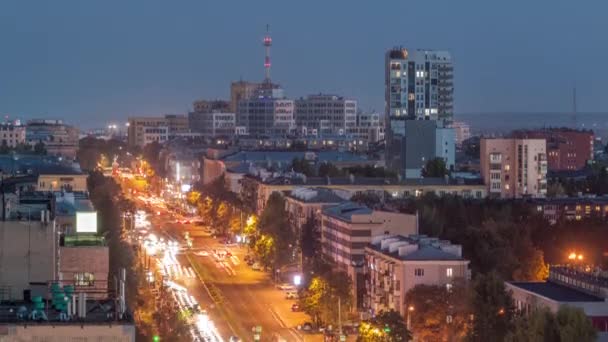 Kharkiv city panorama from above night timelapse. Ukraine. — Stockvideo