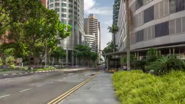 Downtown arranha-céus edifícios de escritórios de megalopolis moderna timelapse hyperlapse — Vídeo de Stock