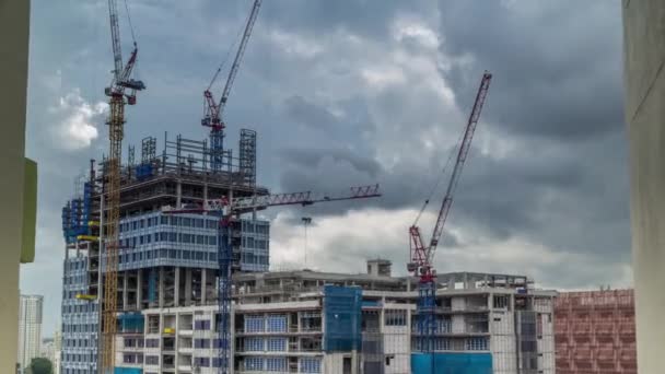 Site de construction d'un gratte-ciel moderne à Singapour timelapse — Video