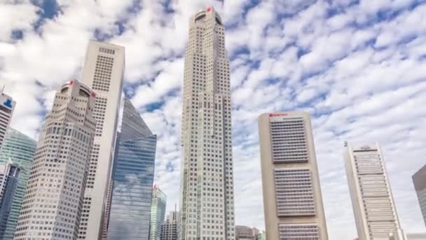 Centro de rascacielos edificios de oficinas de megalópolis moderna timelapse hiperlapso — Vídeos de Stock