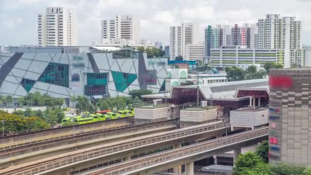 Jurong East Interchange metro station aerial tiLapse, salah satu hub transportasi umum utama di Singapura — Stok Video