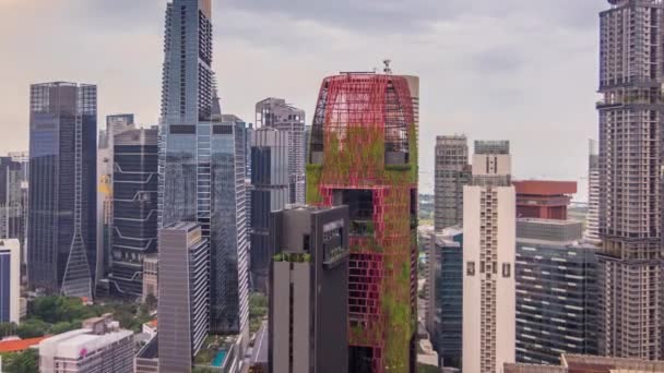 Vue aérienne de Chinatown et Downotwn de Singapour dans la soirée timelapse — Video