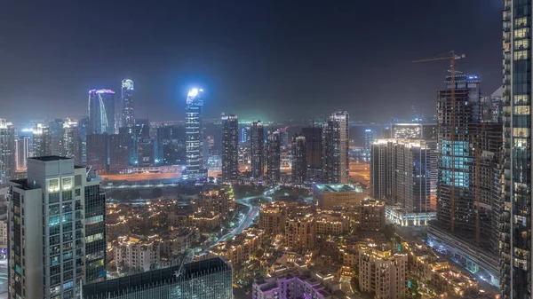 Luchtfoto Panoramisch Uitzicht Vele Wolkenkrabbers Traditionele Huizen Een Grote Futuristische — Stockfoto