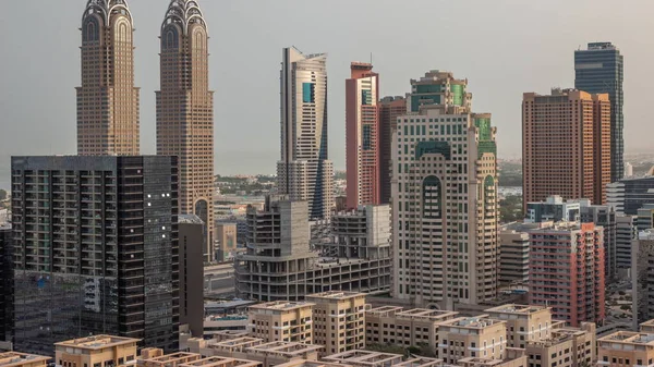 Skyscrapers Barsha Heights District Internet City Towers Aerial Timelapse Dubai — Stock Photo, Image