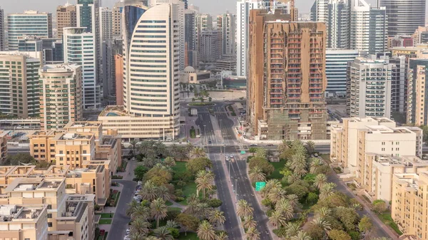 Felhőkarcolók Barsha Heights Kerületben Alacsony Épületek Greens Kerületben Légi Időelapszus — Stock Fotó
