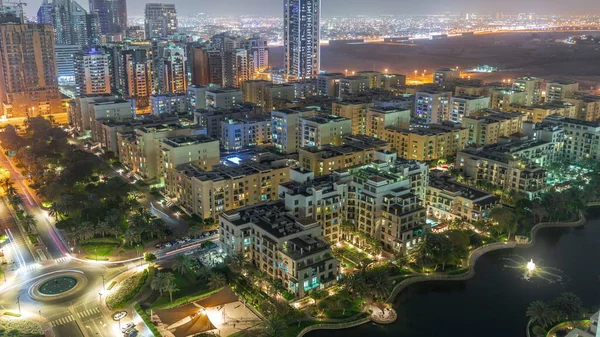 Skyscrapers Barsha Heights District Low Rise Buildings Greens District Aerial — Stock Photo, Image