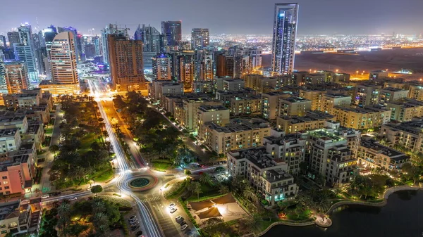 Wolkenkrabbers Barsha Heights District Laagbouw Greens District Luchtfoto Tijdspanne Met — Stockfoto