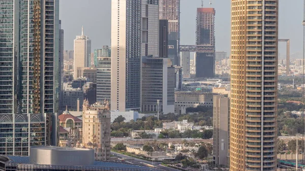Вид Повітря Міжнародний Фінансовий Центр Дубая Районні Хмарочоси Місце Будівництва — стокове фото