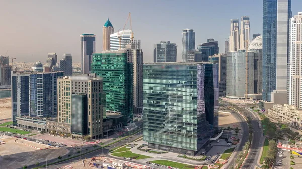 Arranha Céus Business Bay Dubai Com Canteiro Obras Espaço Aéreo — Fotografia de Stock