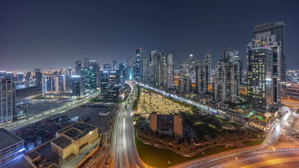 Bay Avenue Met Verlichte Moderne Torens Residentiële Ontwikkeling Business Bay — Stockfoto