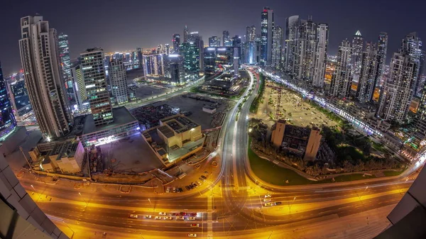 Panorama Bay Avenue Osvětlenými Moderními Věžemi Rezidenční Vývoj Business Bay — Stock fotografie