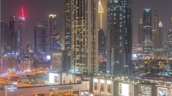 Ряд Высоких Зданий Вокруг Шейх Заид Роуд Difc Района Воздушного — стоковое фото