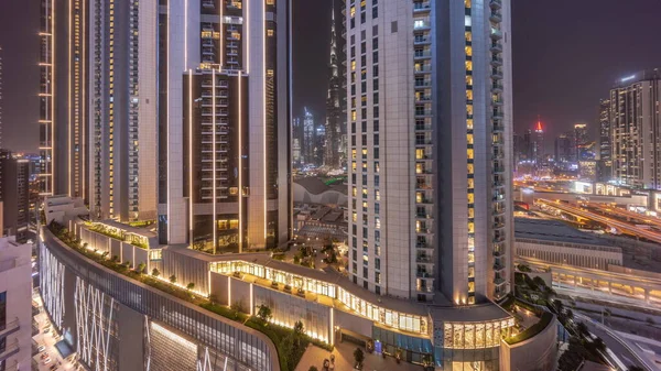 Legmagasabb Felhőkarcolók Belvárosban Dubai Található Bouleward Street Közelében Bevásárlóközpont Antik — Stock Fotó