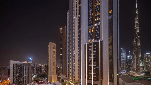 Nejvyšší Mrakodrapy Centru Dubaje Obchodní Záliv Nachází Ulici Bouleward Nedaleko — Stock fotografie