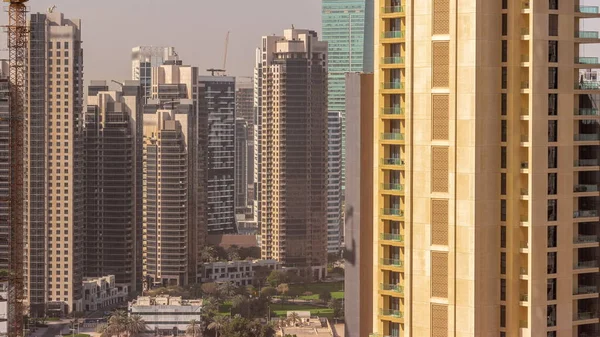Rascacielos Bahía Negocios Dubai Timelapse Aéreo Durante Todo Día Con —  Fotos de Stock