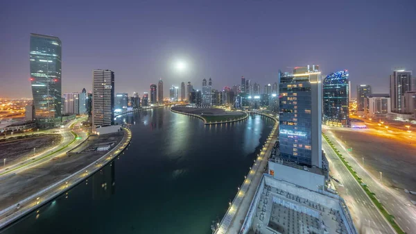 Paisaje Urbano Rascacielos Dubai Business Bay Con Canal Agua Aérea — Foto de Stock