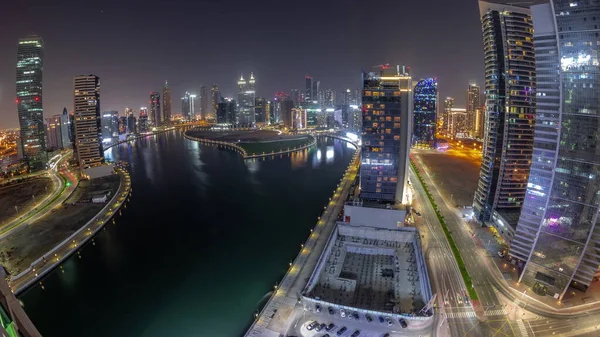 Paisaje Urbano Panorama Rascacielos Dubai Business Bay Con Antena Canal —  Fotos de Stock