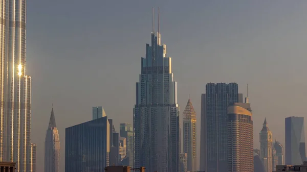 Vysoké Budovy Centru Města Finanční Okres Letecké Timelapse Dubaji Sae — Stock fotografie