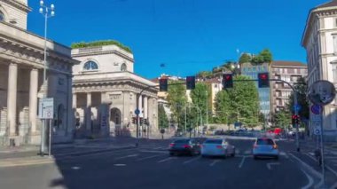 Güzel tarihi dönüm noktası - Porta Venezia timelapse hyperlapse bir sokak görünümü