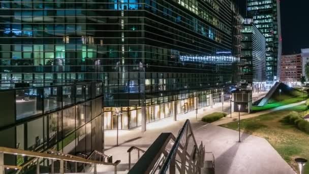 Obchodní čtvrti v noci timelapse Milan Porta Nuova — Stock video