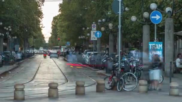 Corso Sempione timelapse, Milan ana Radyal bulvarları — Stok video