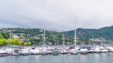 Manzara ile Como Gölü timelapse, Lombardiya, İtalya