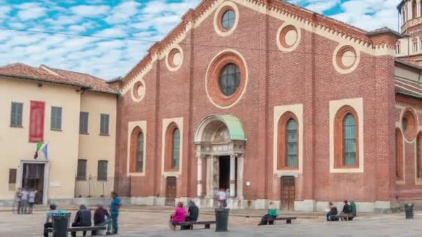 Santa Maria delle Grazie timelapse z niebieskiego nieba deszczu. — Wideo stockowe